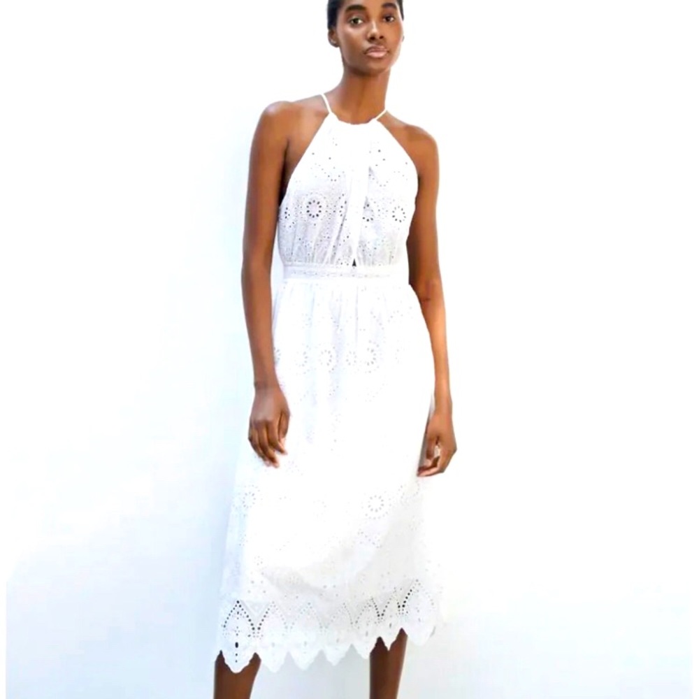 Zara new openwork embroidered dress